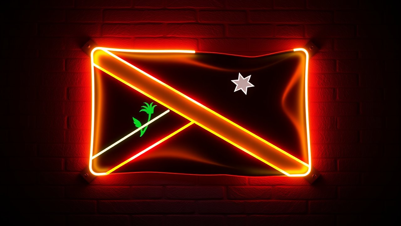 Flag of Saint Kitts and Nevis 🇰🇳 in neon sign style