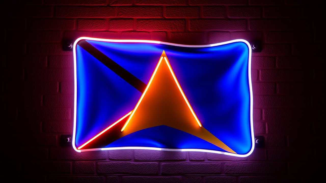 Flag of Saint Lucia 🇱🇨 in neon sign style