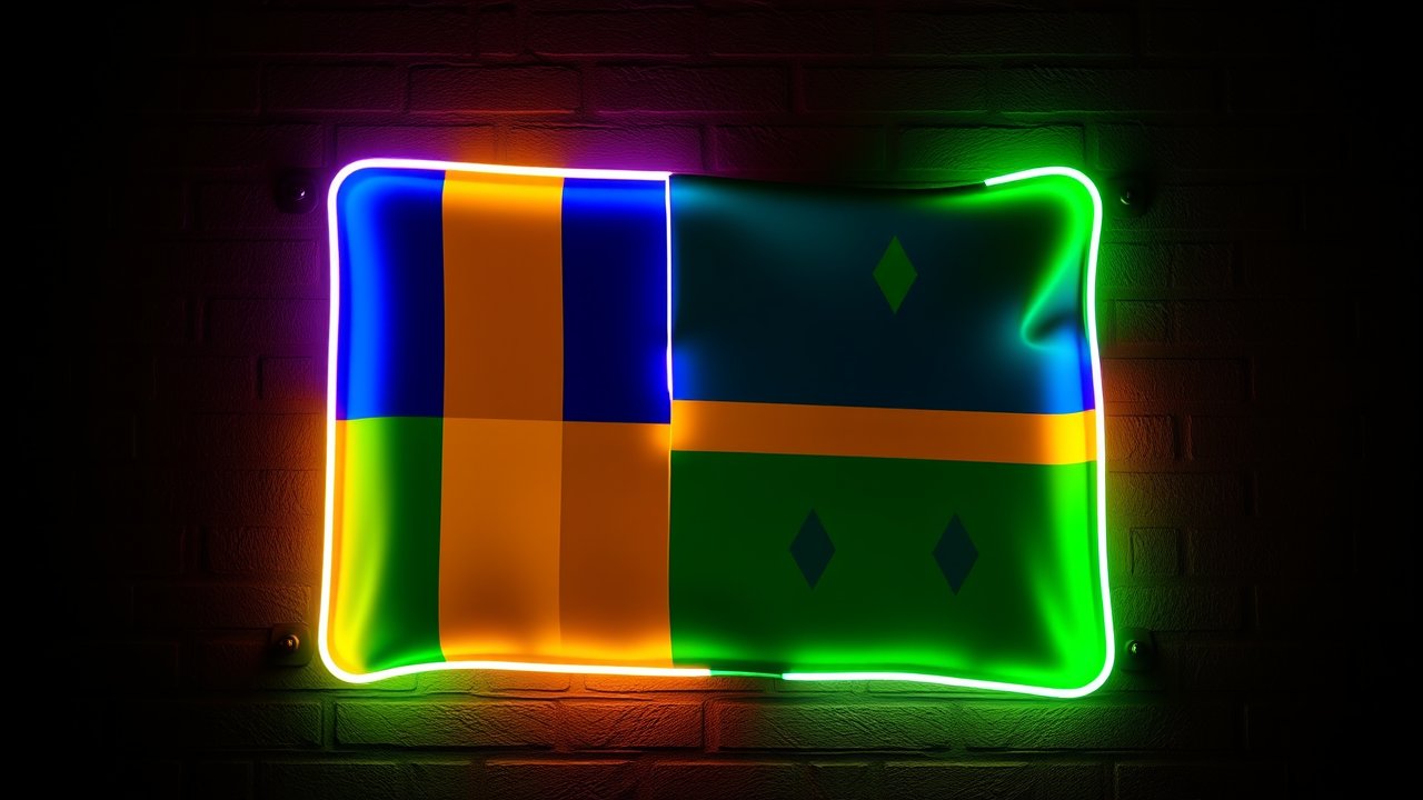 Flag of Saint Vincent and the Grenadines 🇻🇨 in neon sign style