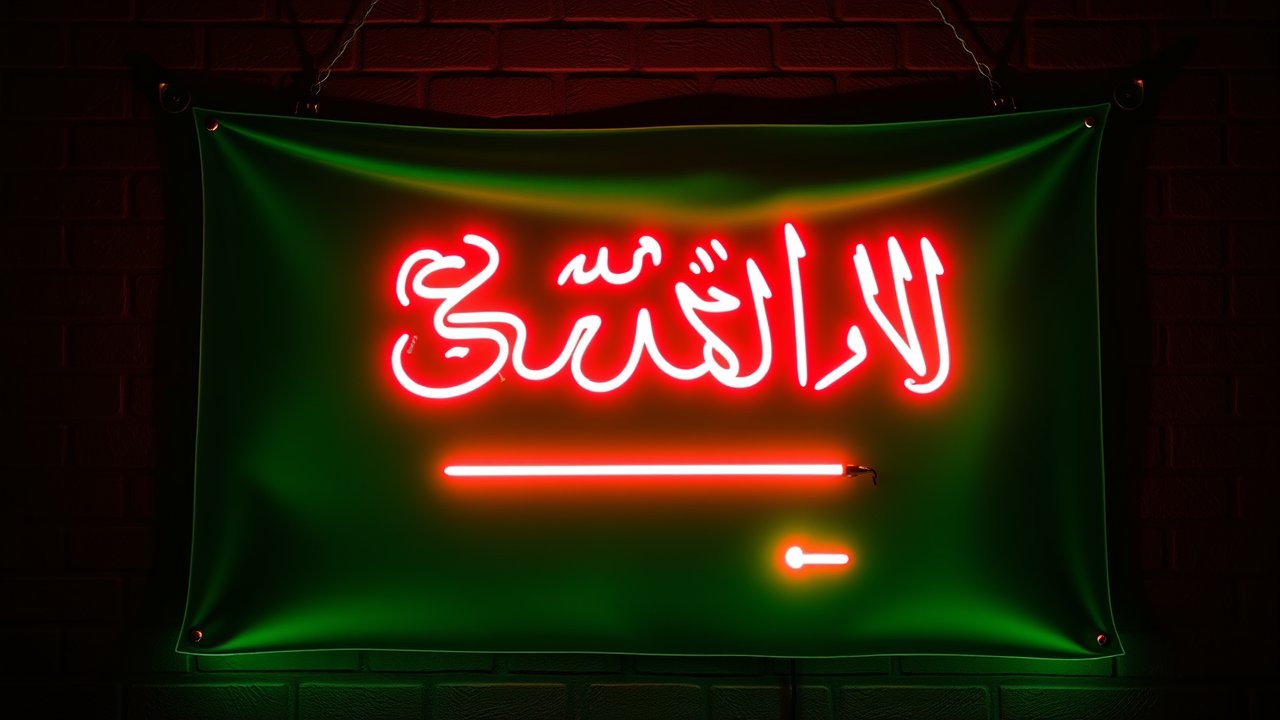 Flag of Saudi Arabia 🇸🇦 in neon sign style