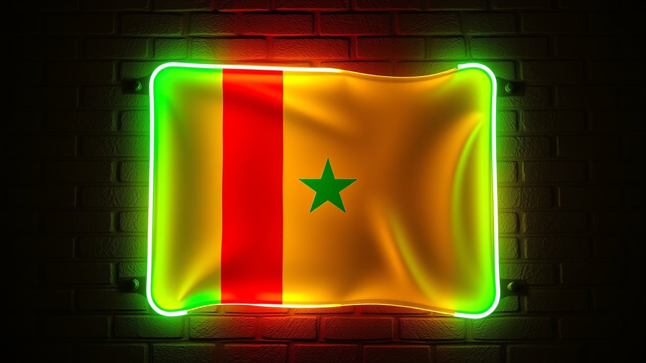 Flag of Senegal 🇸🇳 in neon sign style