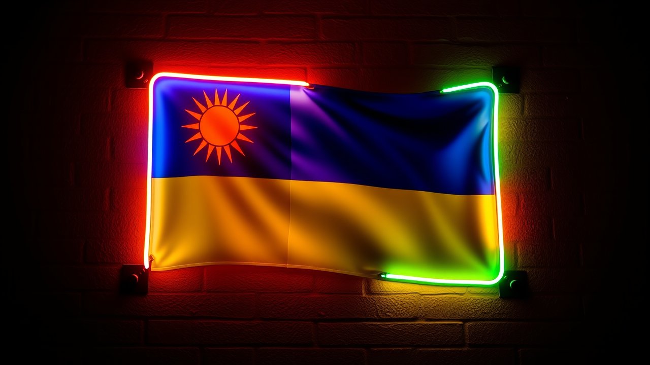 Flag of Seychelles 🇸🇨 in neon sign style