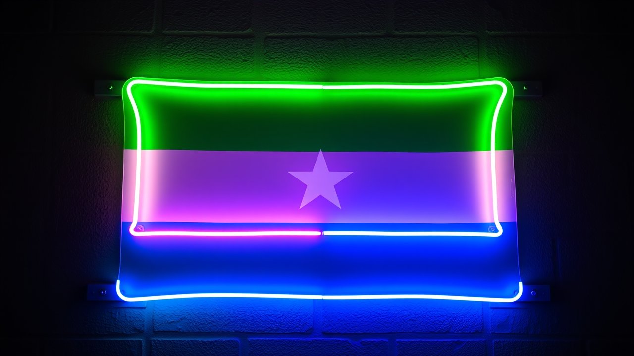 Flag of Sierra Leone 🇸🇱 in neon sign style