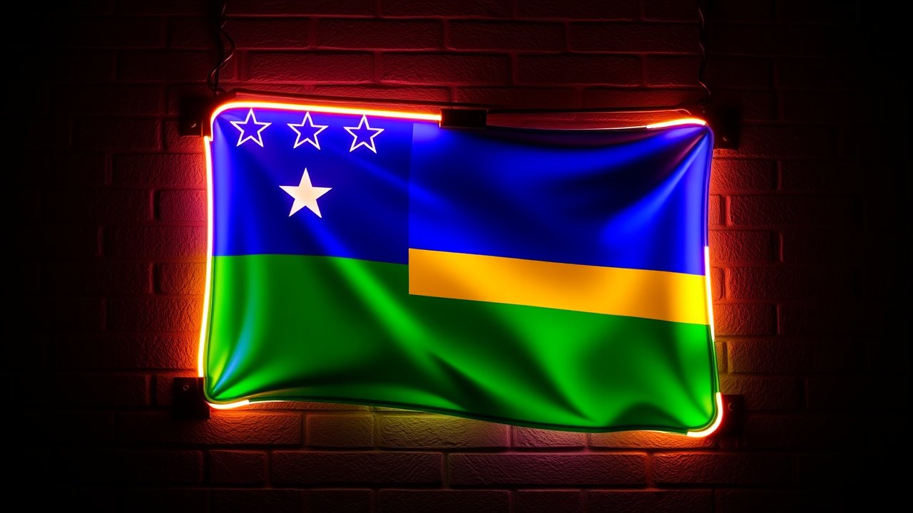 Flag of Solomon Islands 🇸🇧 in neon sign style