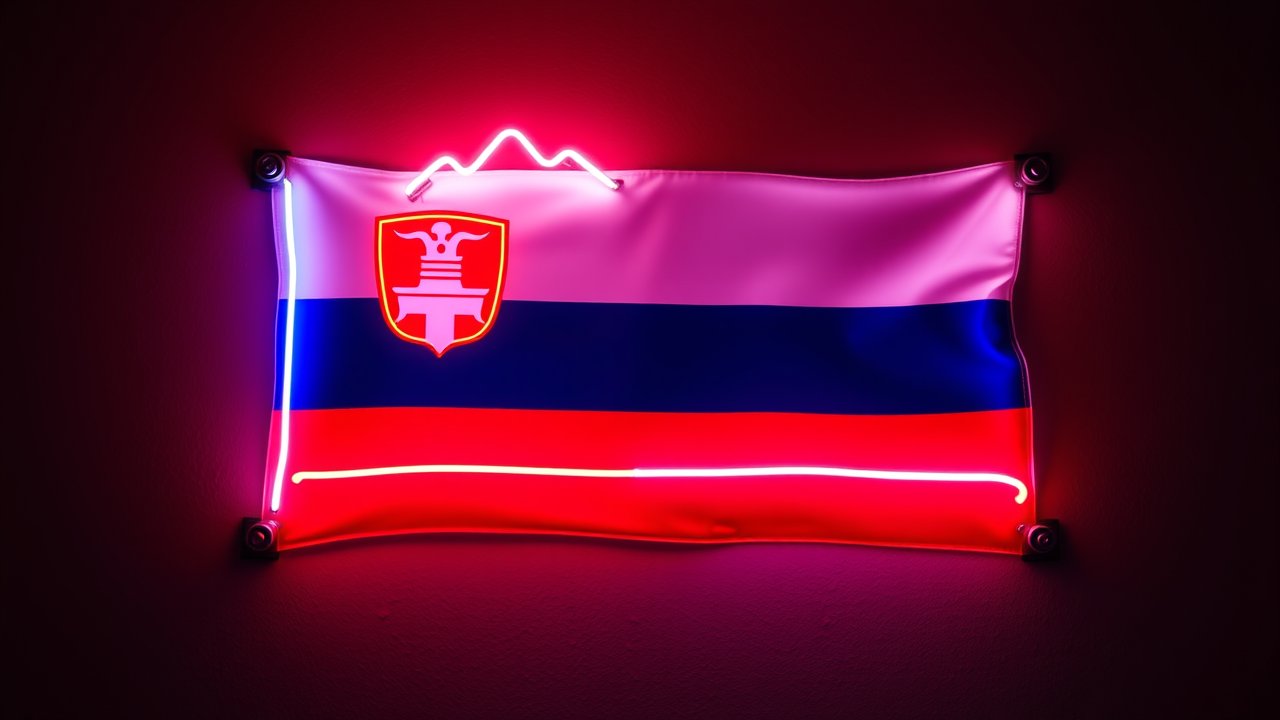 Flag of Slovenia 🇸🇮 in neon sign style