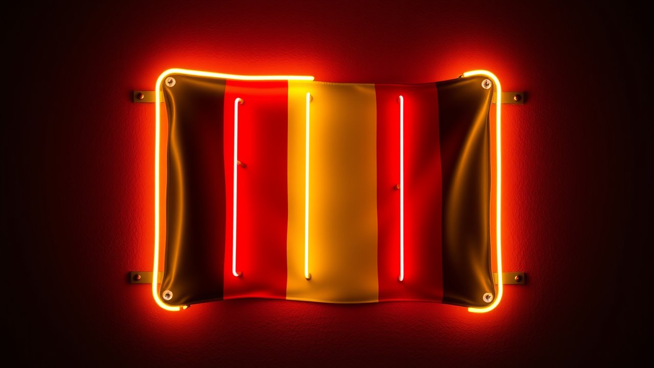 Flag of Belgium 🇧🇪 in neon sign style