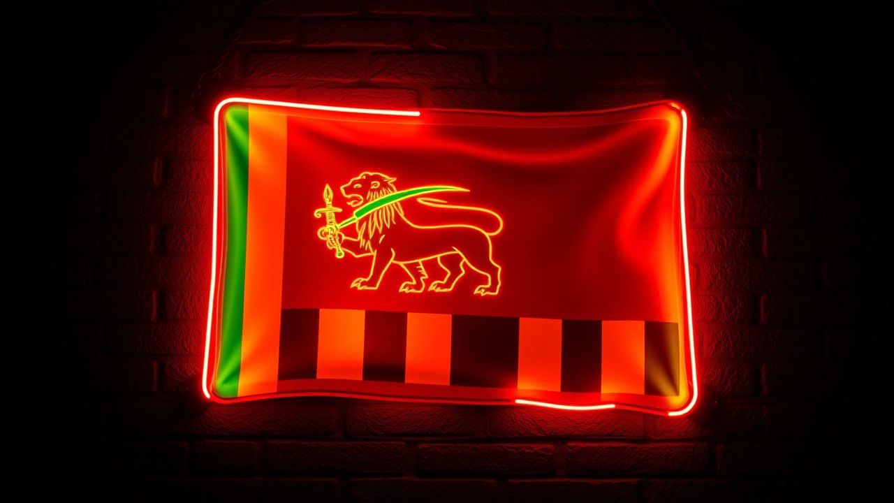 Flag of Sri Lanka 🇱🇰 in neon sign style