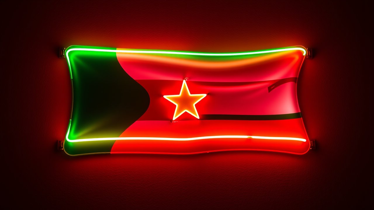 Flag of Suriname 🇸🇷 in neon sign style