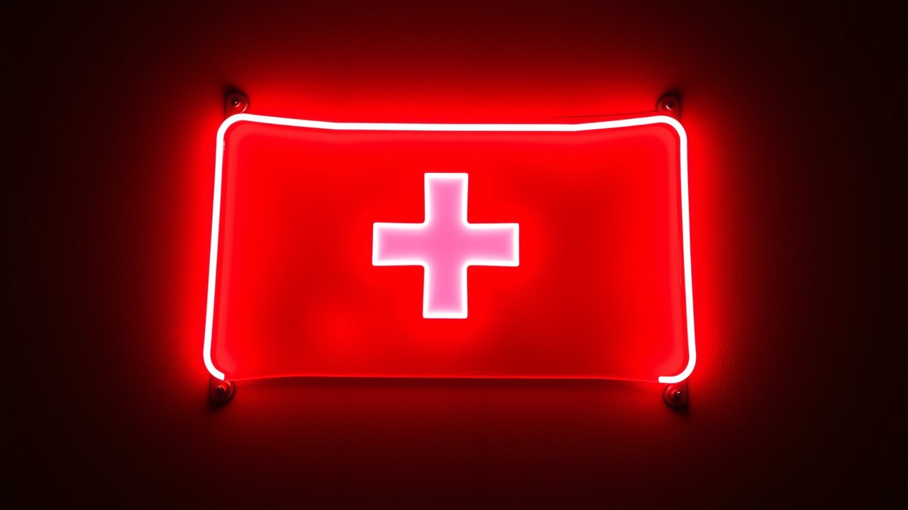 Flag of Switzerland 🇨🇭 in neon sign style