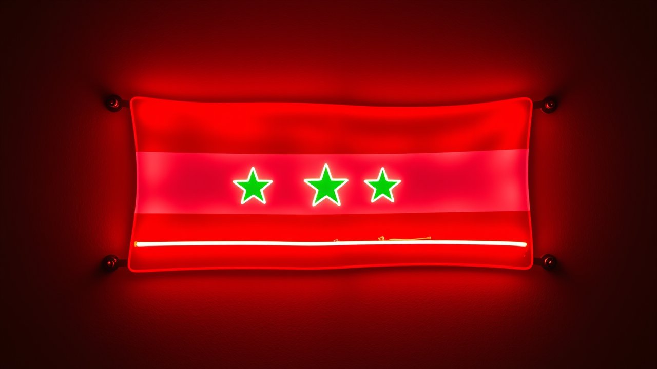 Flag of Syria 🇸🇾 in neon sign style
