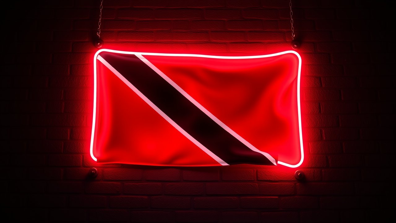 Flag of Trinidad and Tobago 🇹🇹 in neon sign style