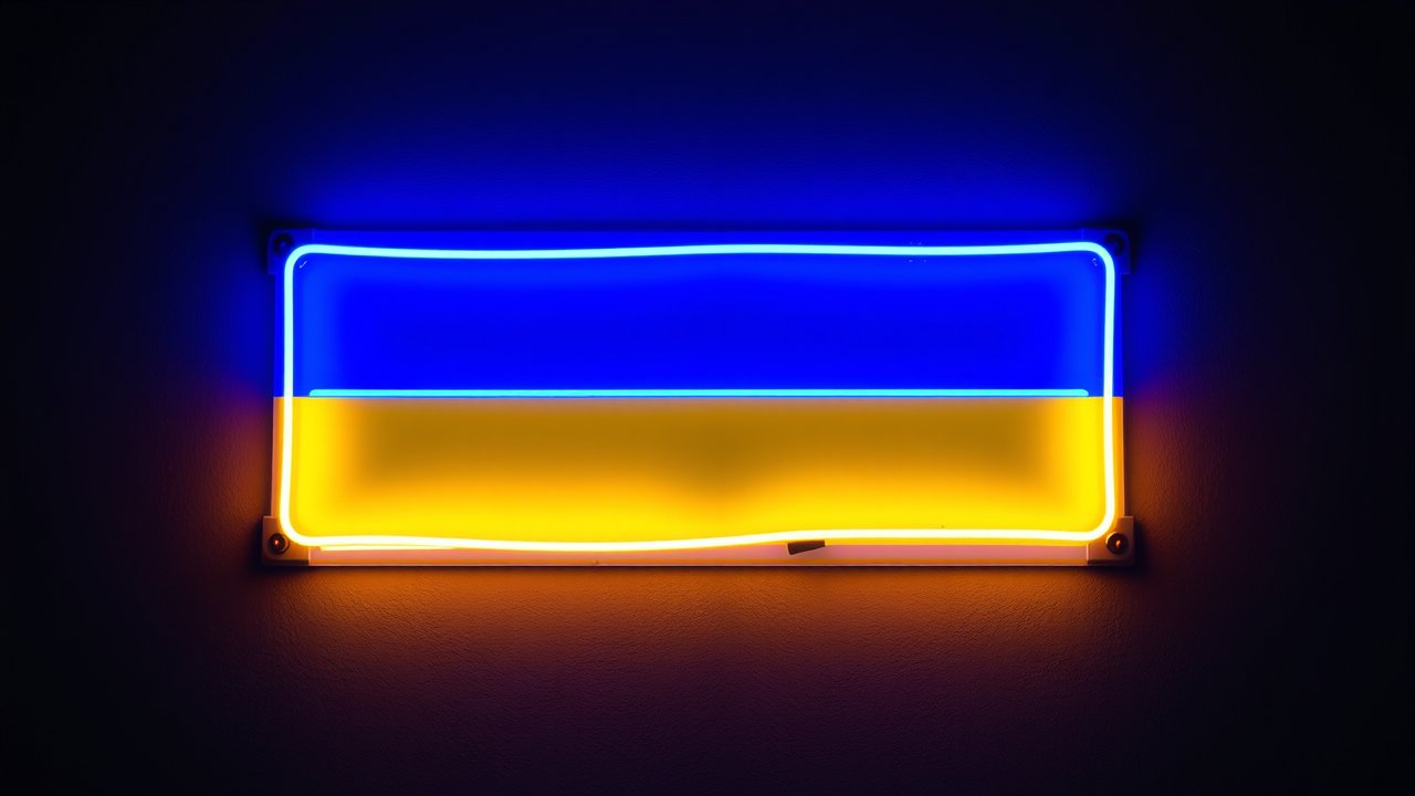 Flag of Ukraine 🇺🇦 in neon sign style