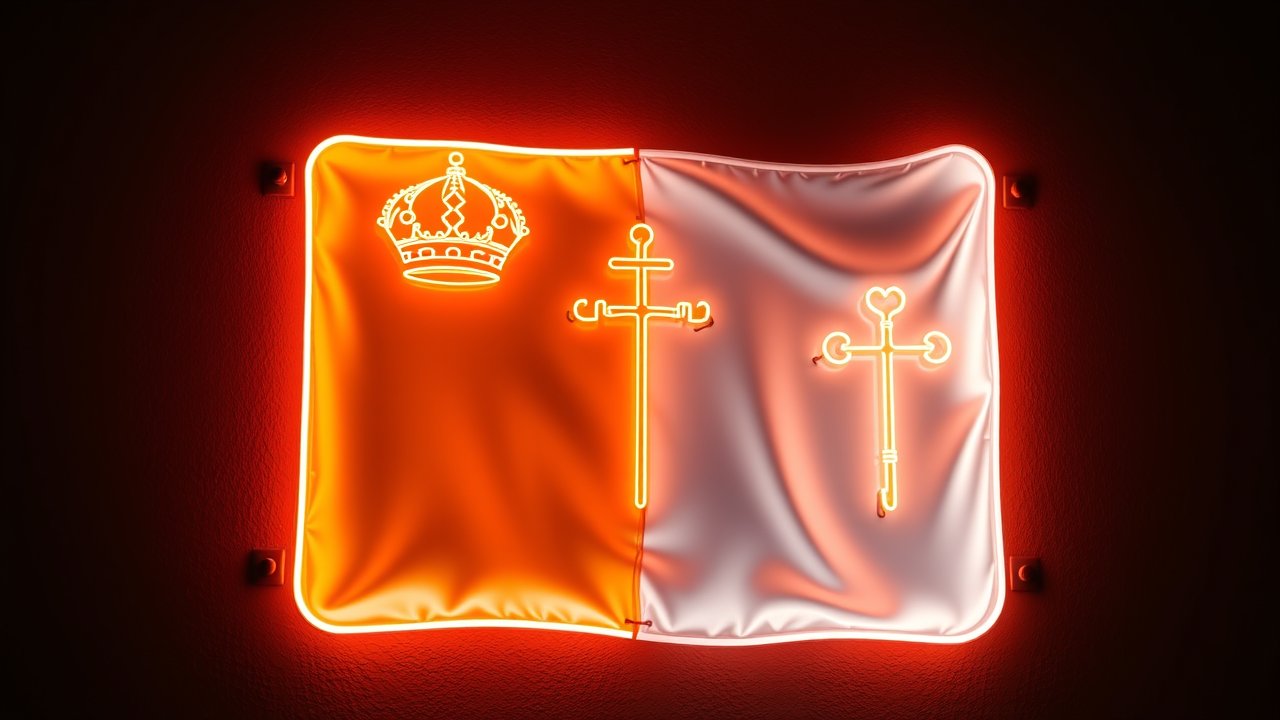 Flag of Vatican City 🇻🇦 in neon sign style