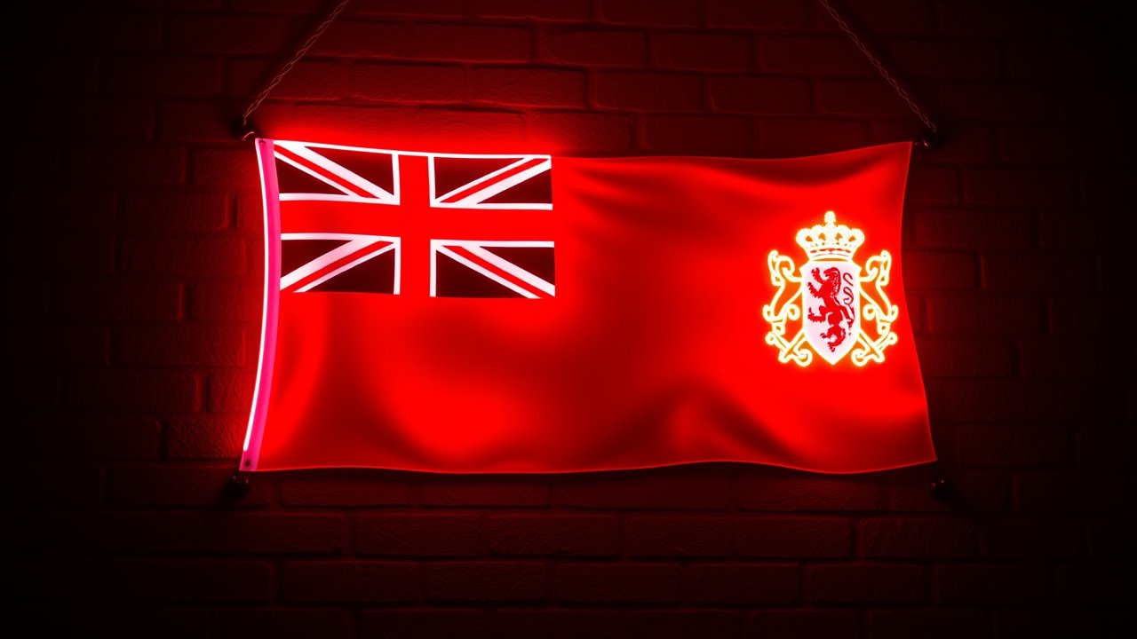 Flag of Bermuda 🇧🇲 in neon sign style