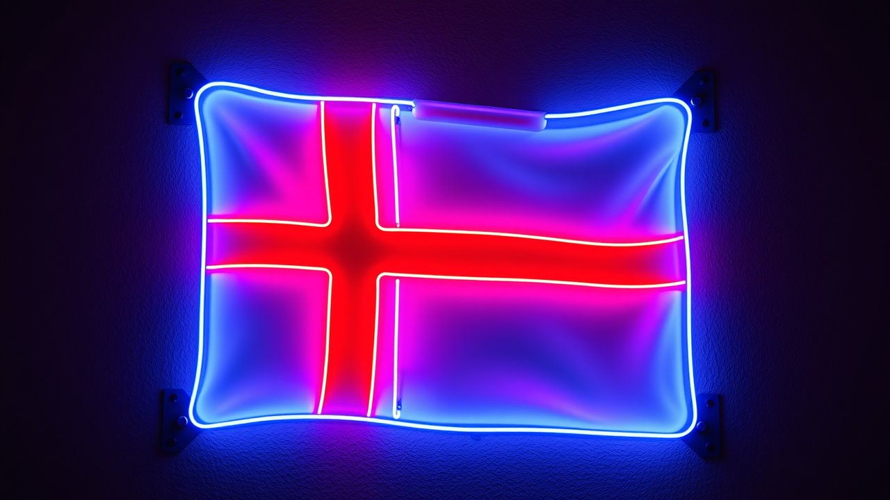 Flag of Faroe Islands 🇫🇴 in neon sign style