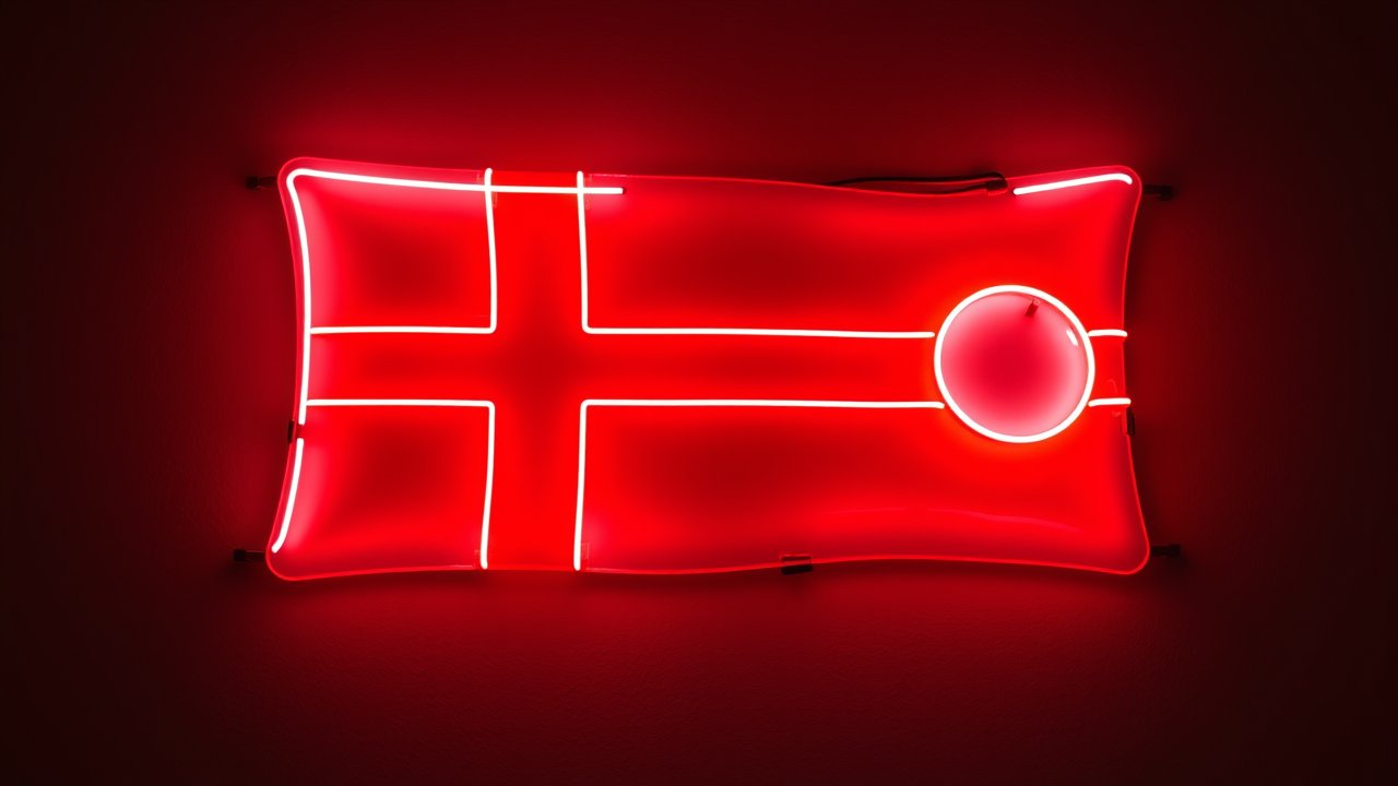 Flag of Greenland 🇬🇱 in neon sign style