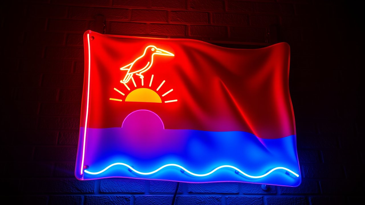 Flag of Kiribati 🇰🇮 in neon sign style