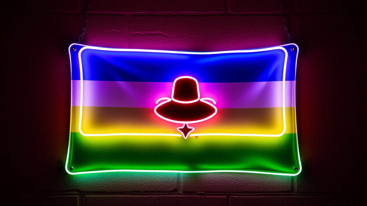 Flag of Lesotho 🇱🇸 in neon sign style