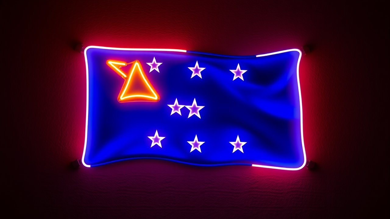 Flag of Bosnia and Herzegovina 🇧🇦 in neon sign style