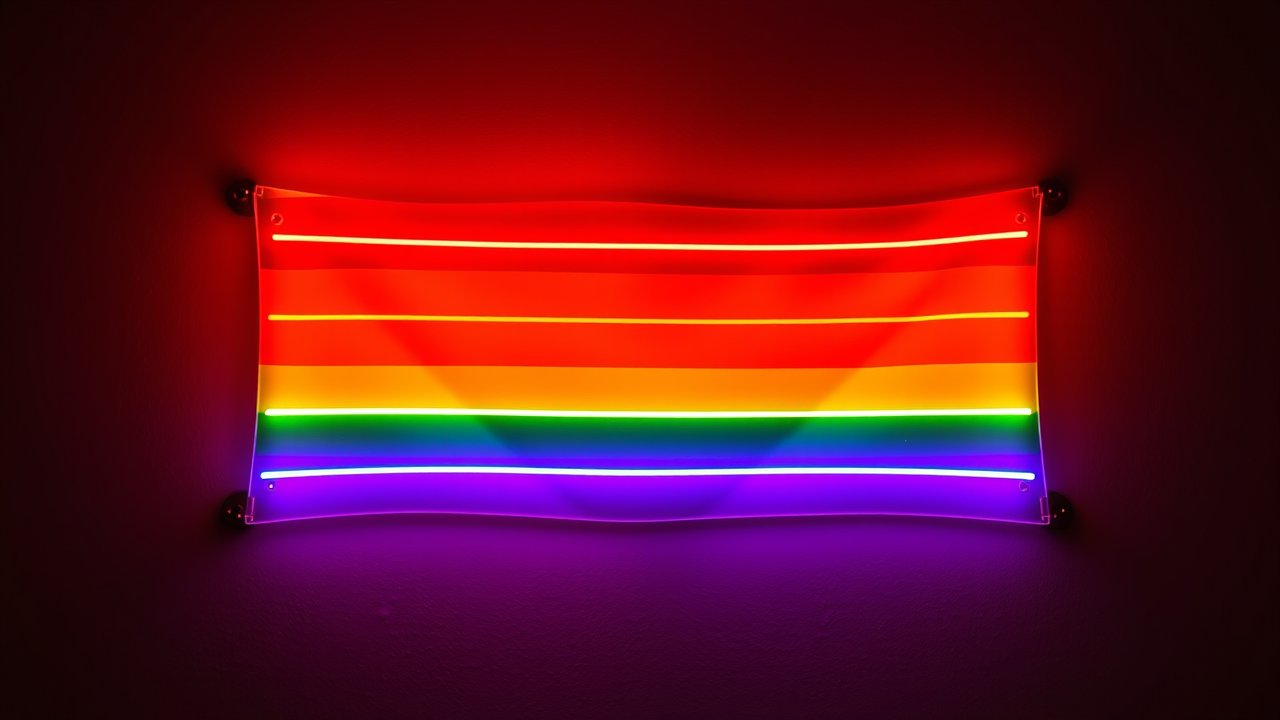 Flag of Pride 🏳️‍🌈 (Rainbow) in neon sign style