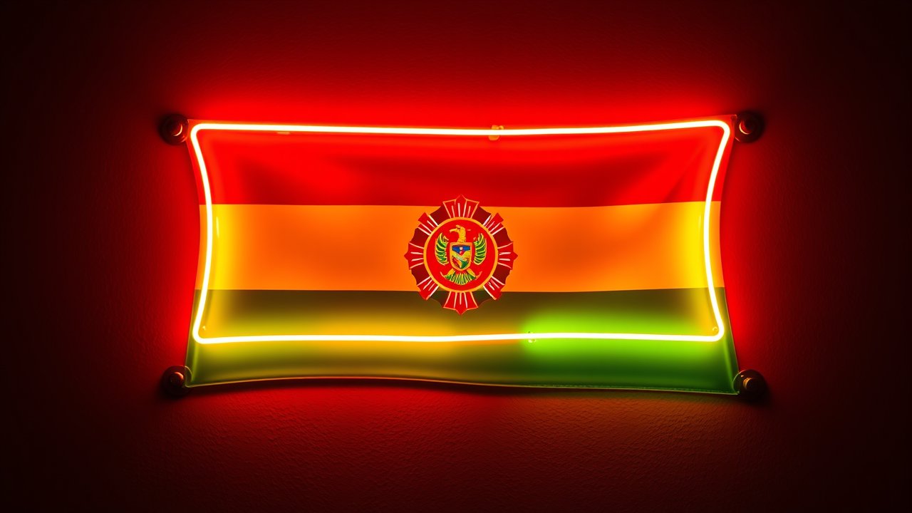 Flag of Bolivia 🇧🇴 in neon sign style