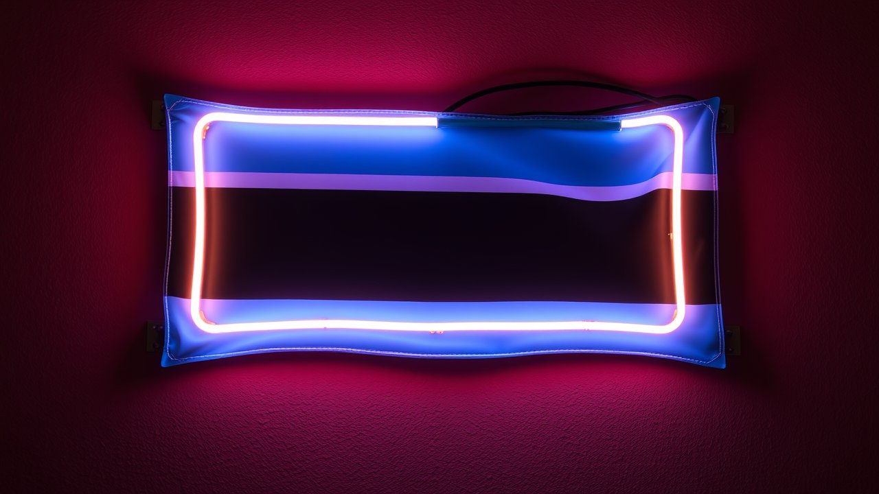 Flag of Botswana 🇧🇼 in neon sign style