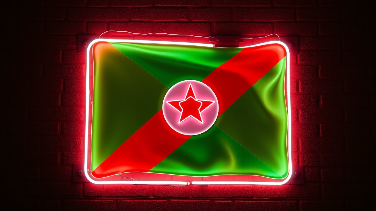 Flag of Burundi 🇧🇮 in neon sign style