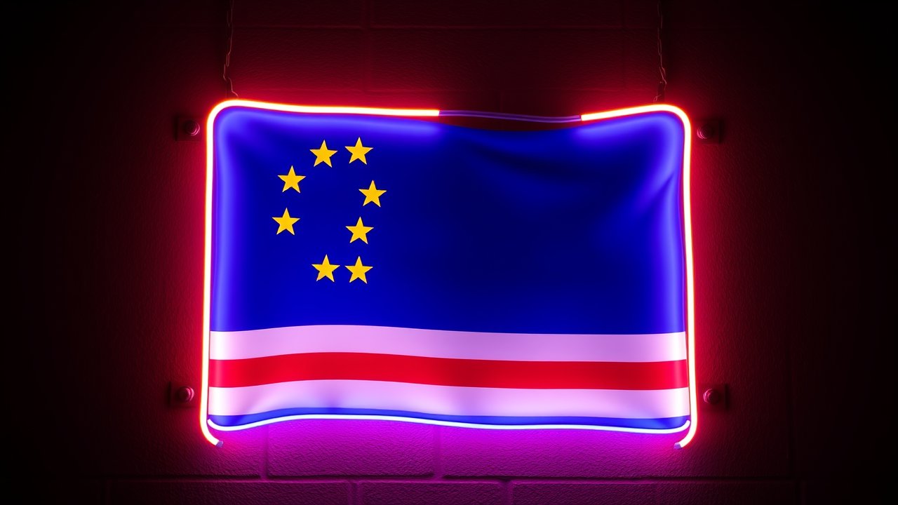 Flag of Cape Verde 🇨🇻 in neon sign style