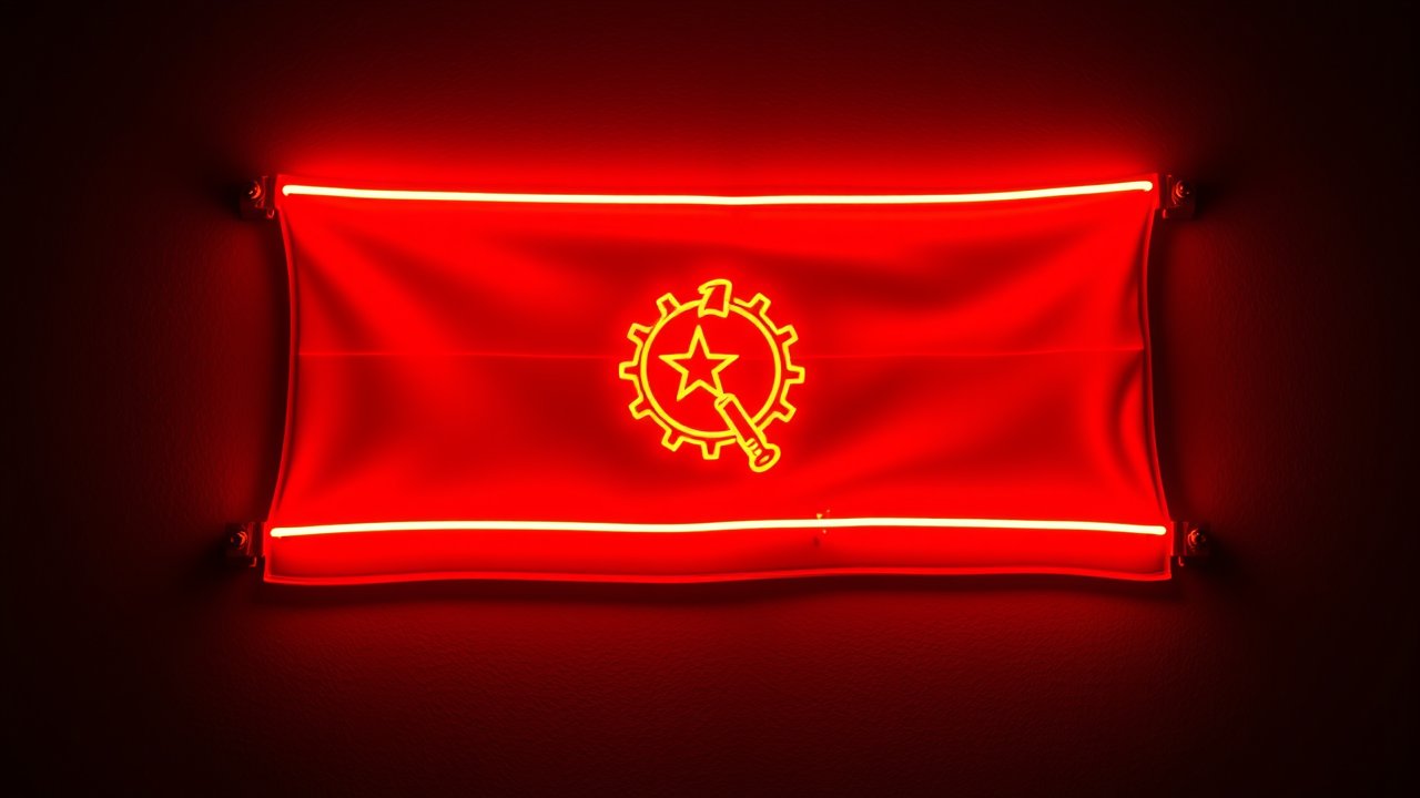 Flag of Angola 🇦🇴 in neon sign style