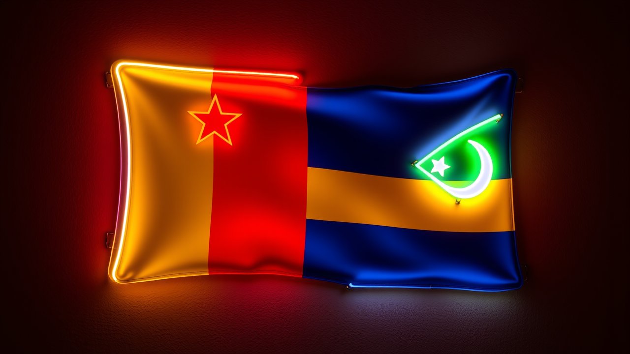 Flag of Comoros 🇰🇲 in neon sign style