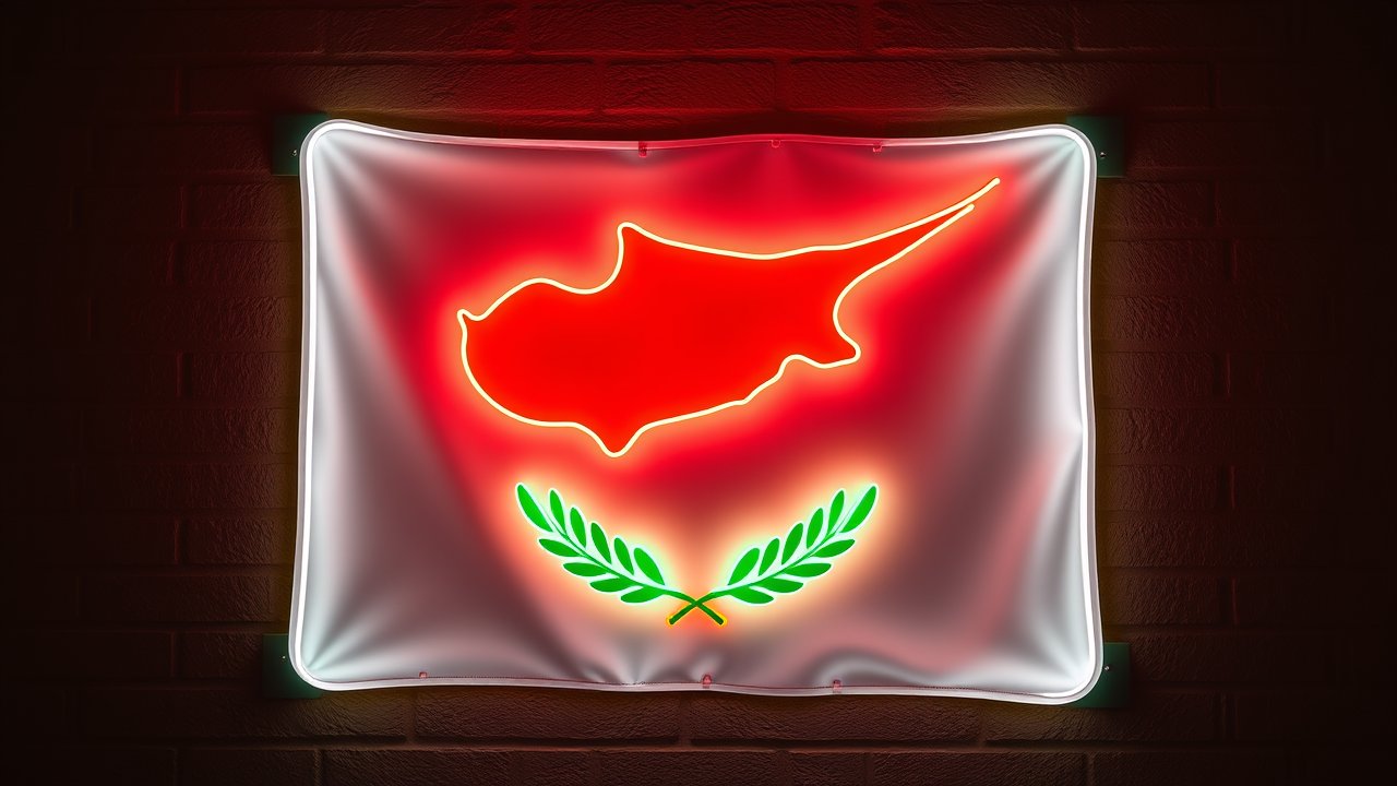 Flag of Cyprus 🇨🇾 in neon sign style
