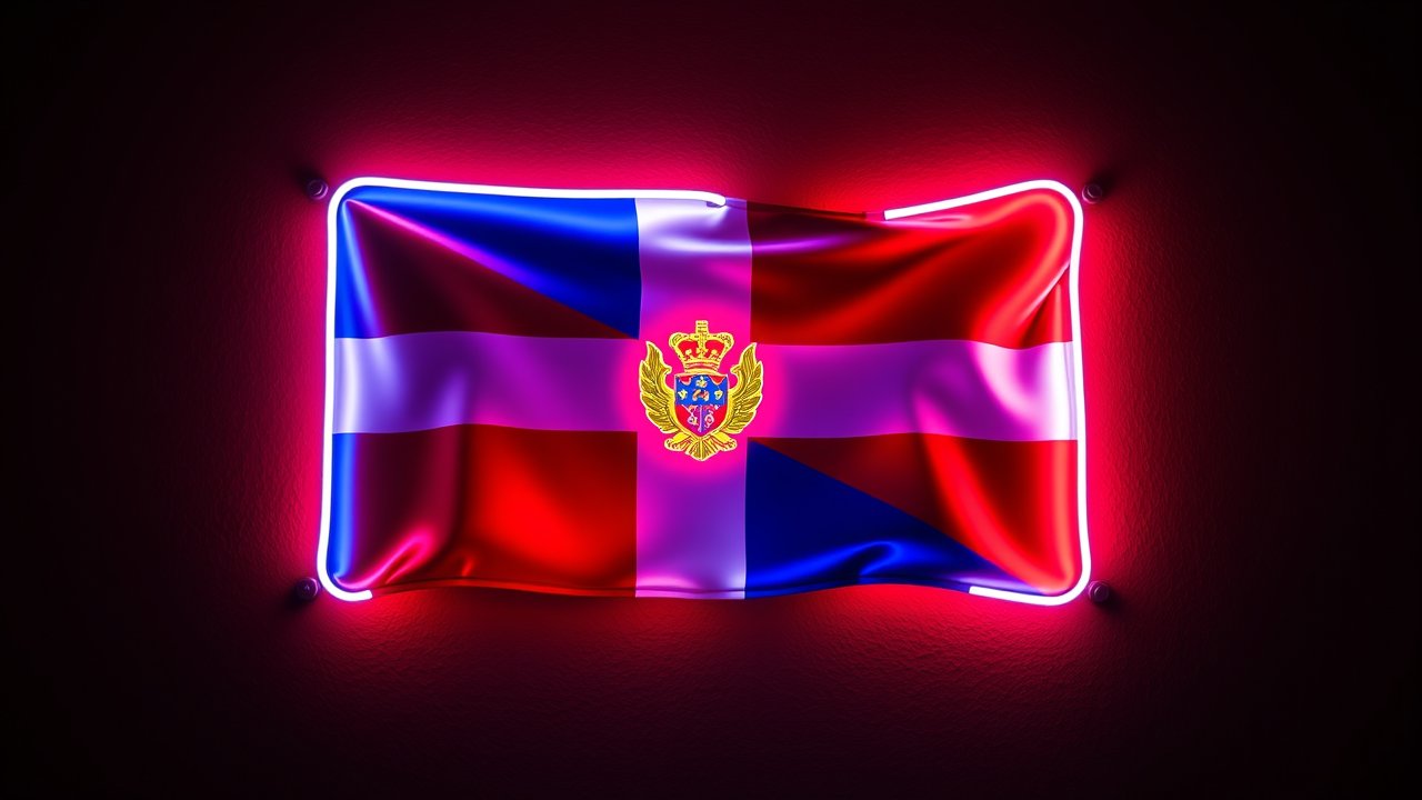 Flag of Dominican Republic 🇩🇴 in neon sign style