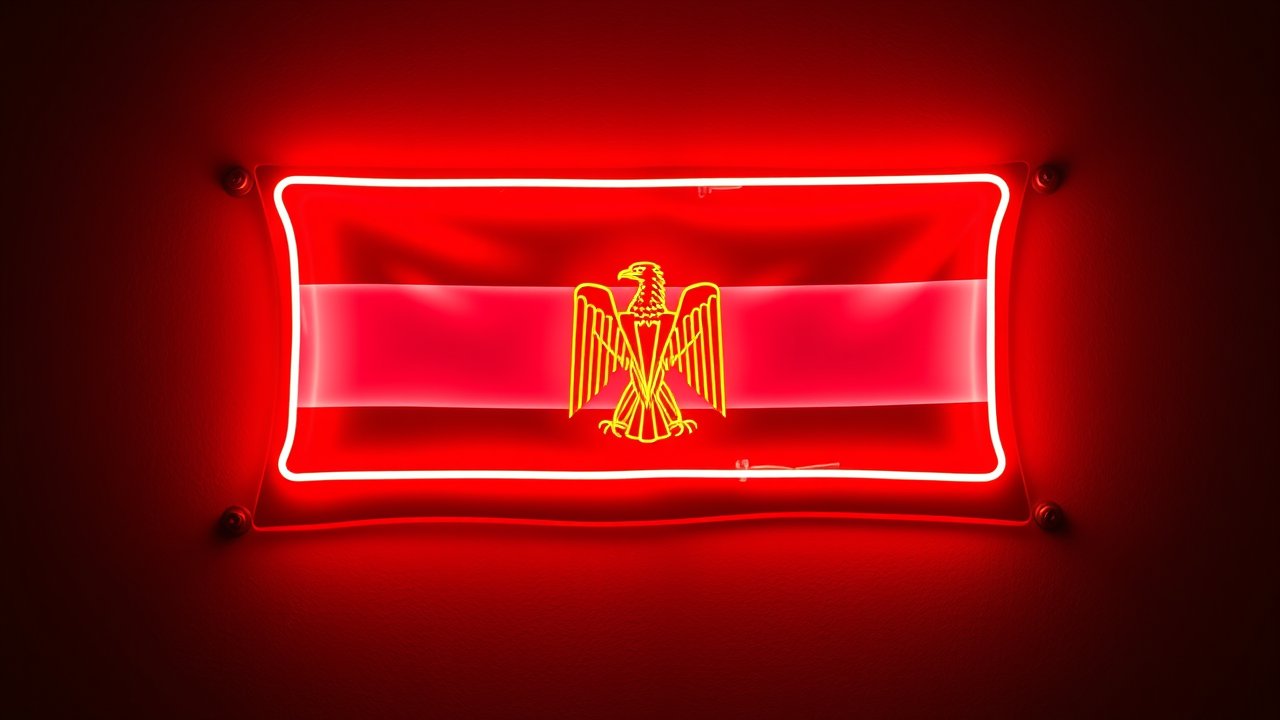 Flag of Egypt 🇪🇬 in neon sign style