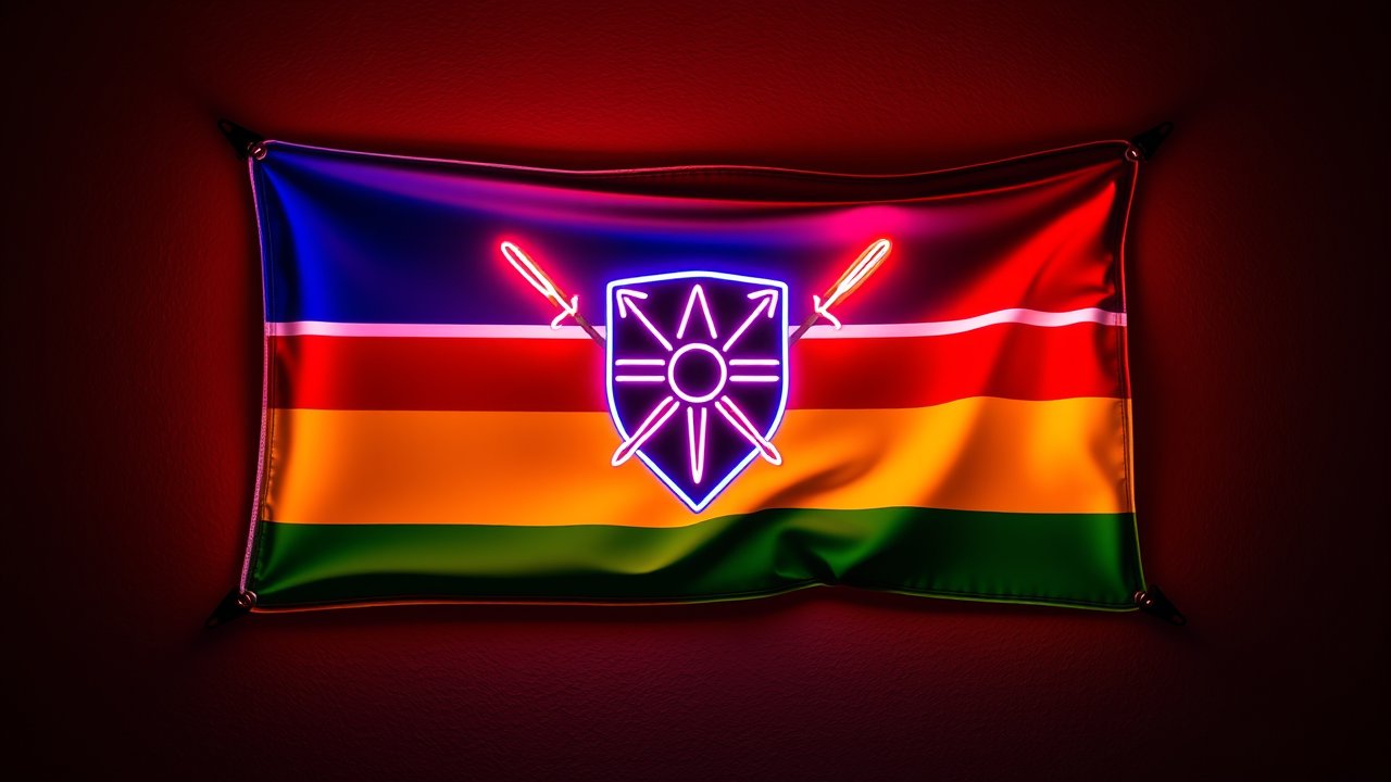 Flag of Eswatini 🇸🇿 in neon sign style
