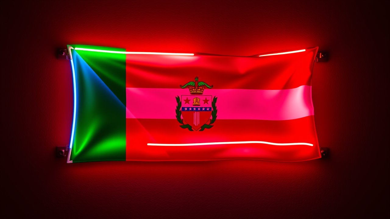 Flag of Equatorial Guinea 🇬🇶 in neon sign style