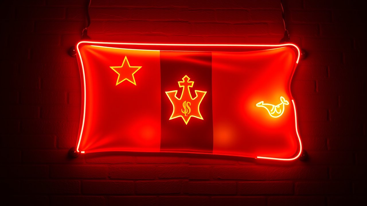 Flag of Grenada 🇬🇩 in neon sign style