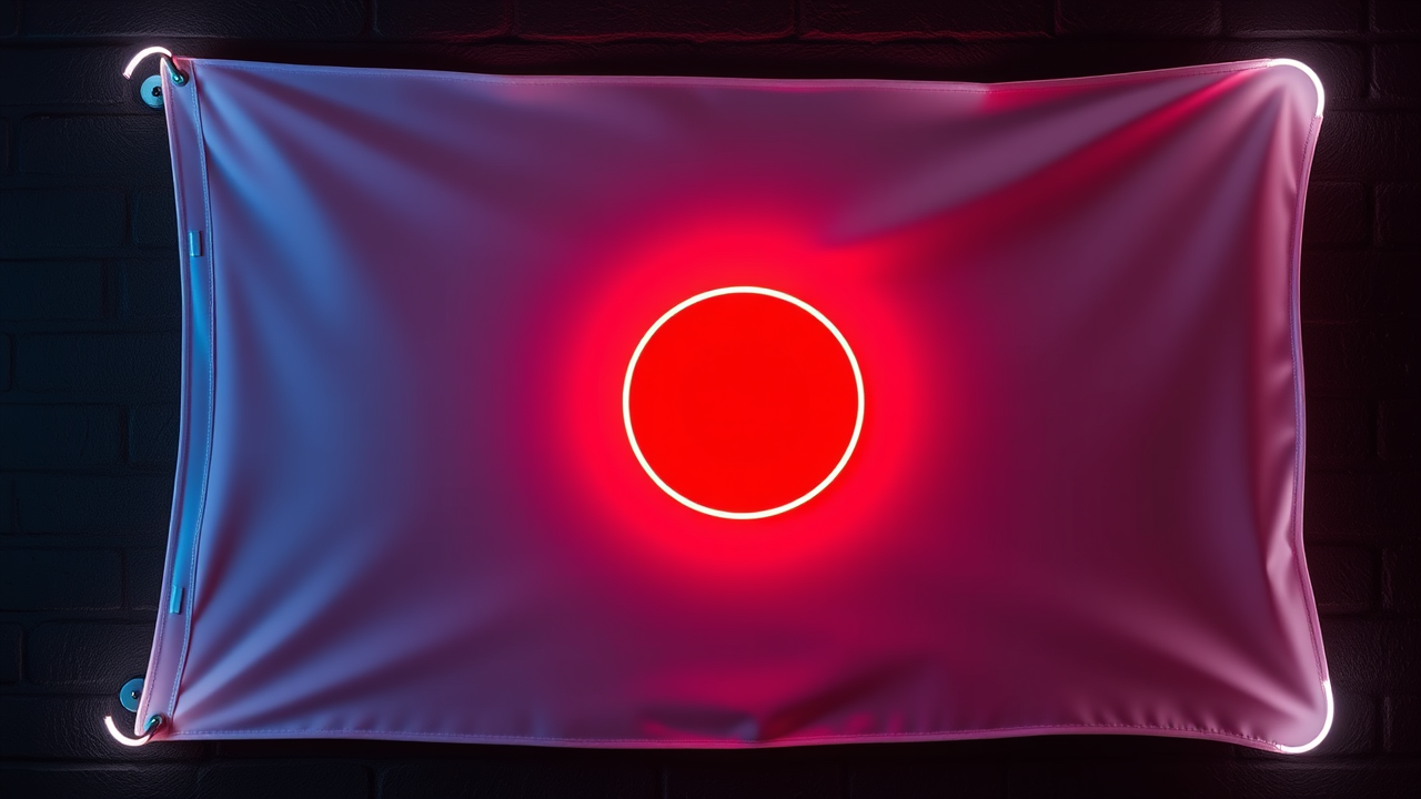 Flag of Japan in neon sign style