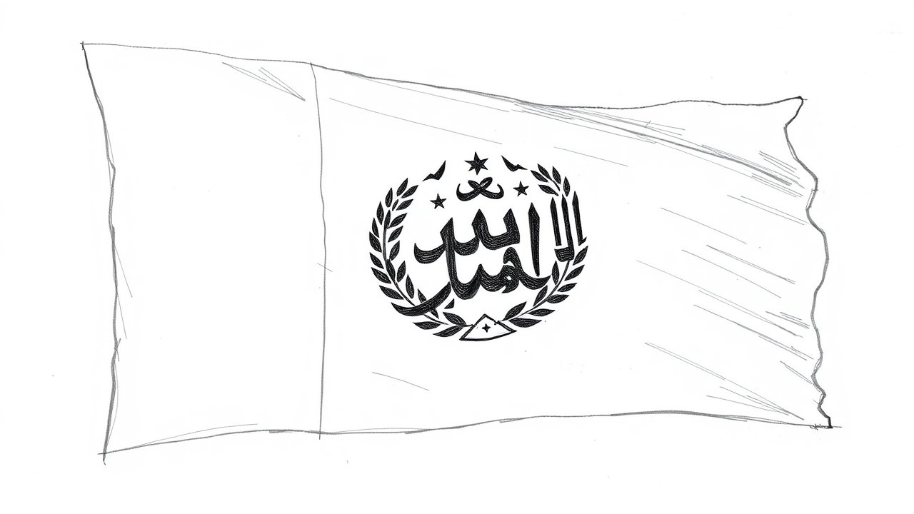 Flag of Afghanistan 🇦🇫 in pencil sketch style