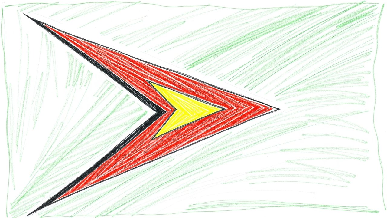 Flag of Guyana 🇬🇾 in pencil sketch style