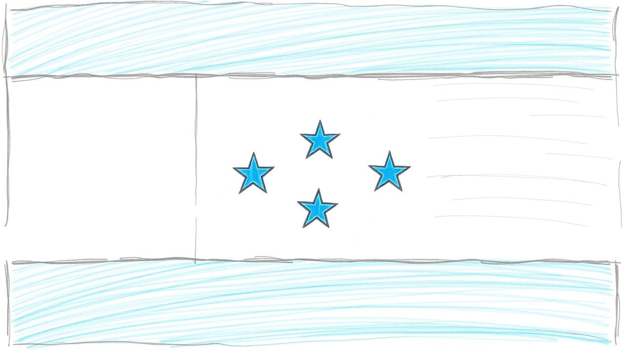 Flag of Honduras ðŸ‡ðŸ‡³ in pencil sketch style