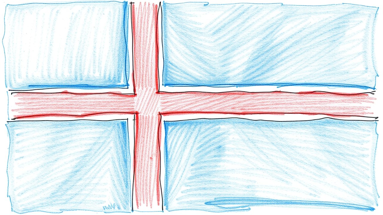 Flag of Iceland 🇮🇸 in pencil sketch style