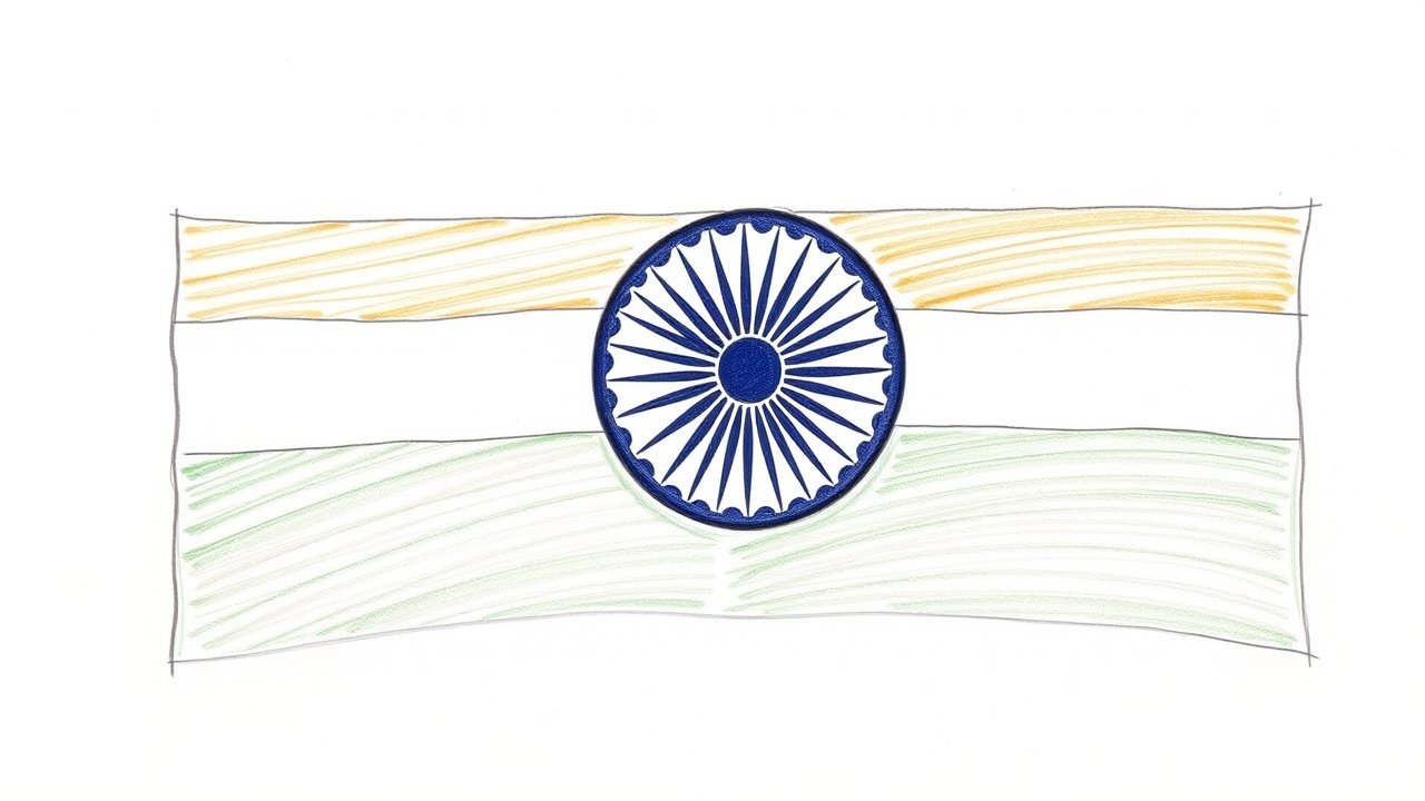 Flag of India 🇮🇳 in pencil sketch style