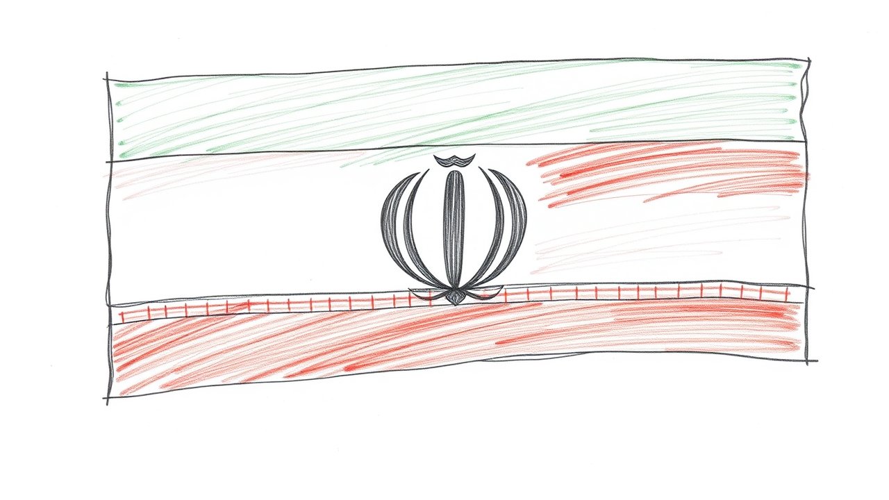 Flag of Iran 🇮🇷 in pencil sketch style