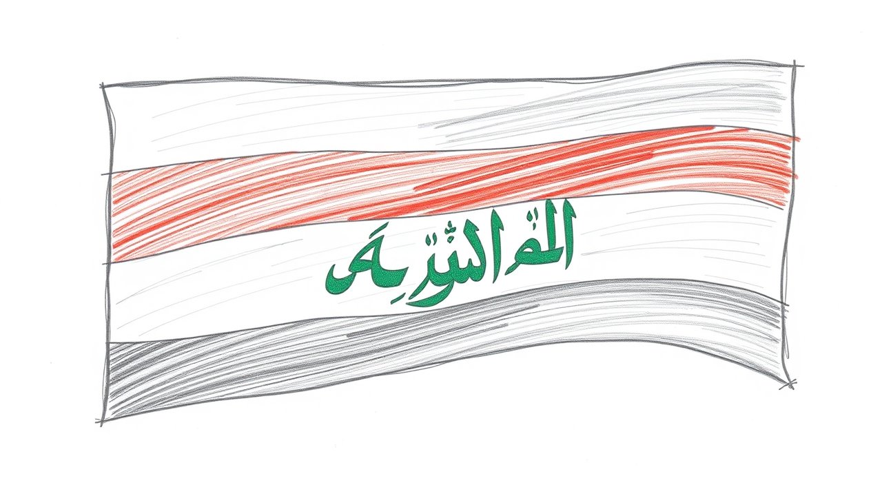 Flag of Iraq 🇮🇶 in pencil sketch style