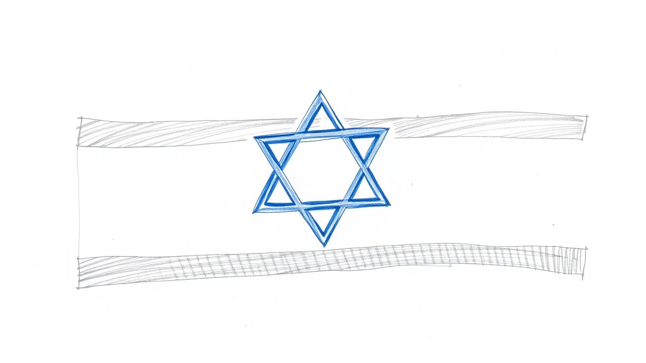 Flag of Israel 🇮🇱 in pencil sketch style
