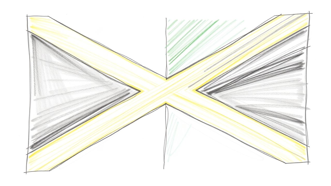 Flag of Jamaica 🇯🇲 in pencil sketch style