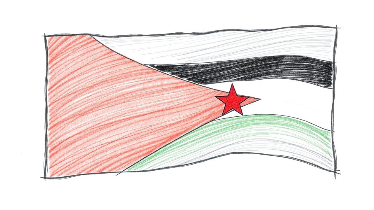 Flag of Jordan 🇯🇴 in pencil sketch style