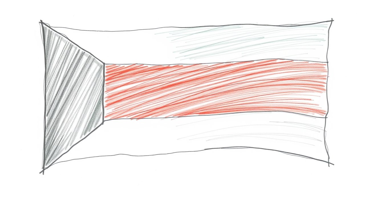Flag of Kuwait 🇰🇼 in pencil sketch style