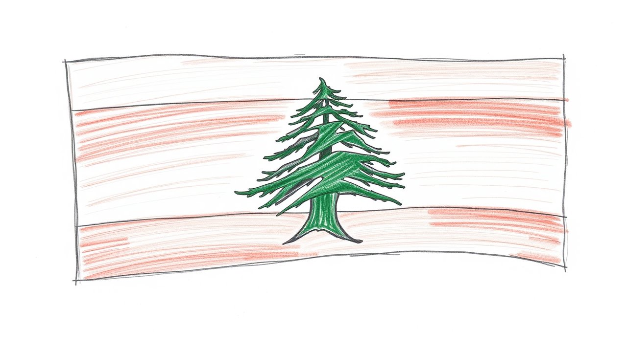 Flag of Lebanon 🇱🇧 in pencil sketch style