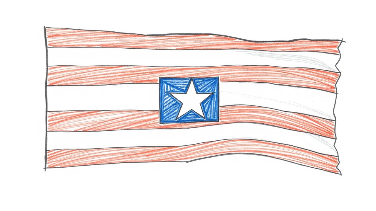 Flag of Liberia 🇱🇷 in pencil sketch style